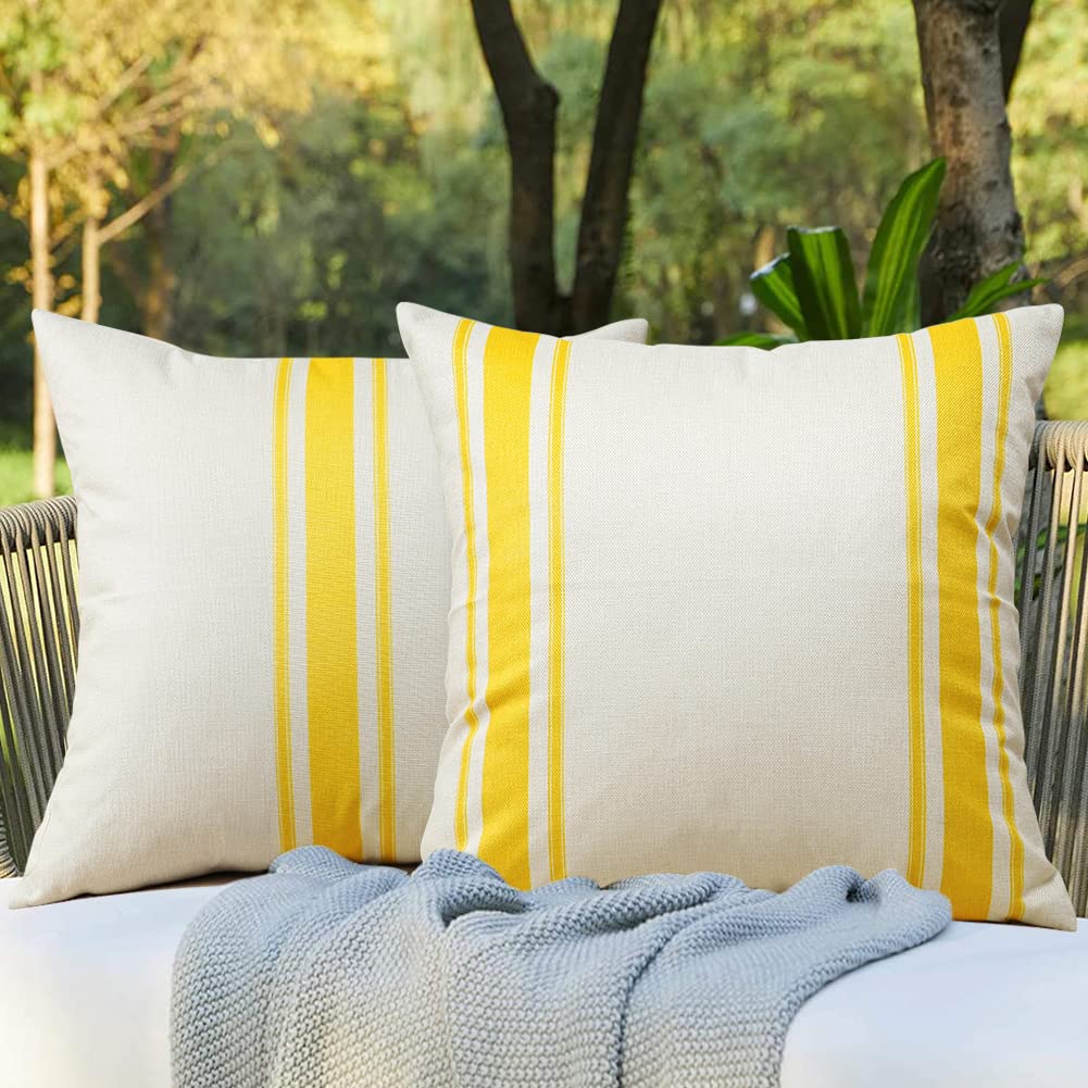 Otostar Set Of 2 Waterproof Outdoor Pillow Covers 18X18 Inch Linen Decorative Throw Pillow Covers Geometry Pillowcases Cushion C