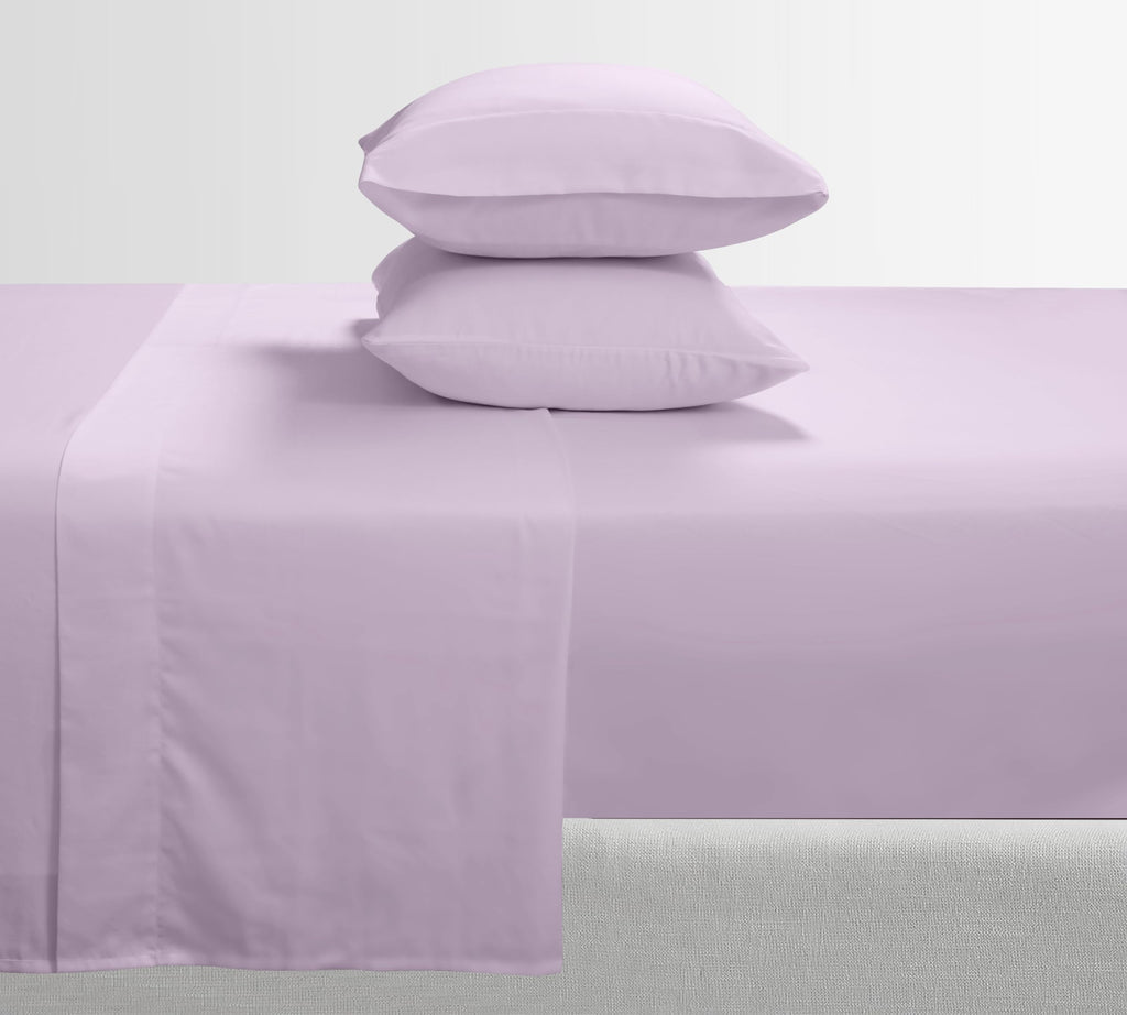 Feather & Stitch Softest 100% Cotton Sheets, 300 Thread Count Percale Weave Bedding, 16' Deep Pocket, Cooling Sheets, Breathable Bed Set, Hotel Premium Quality (King, Lavender)