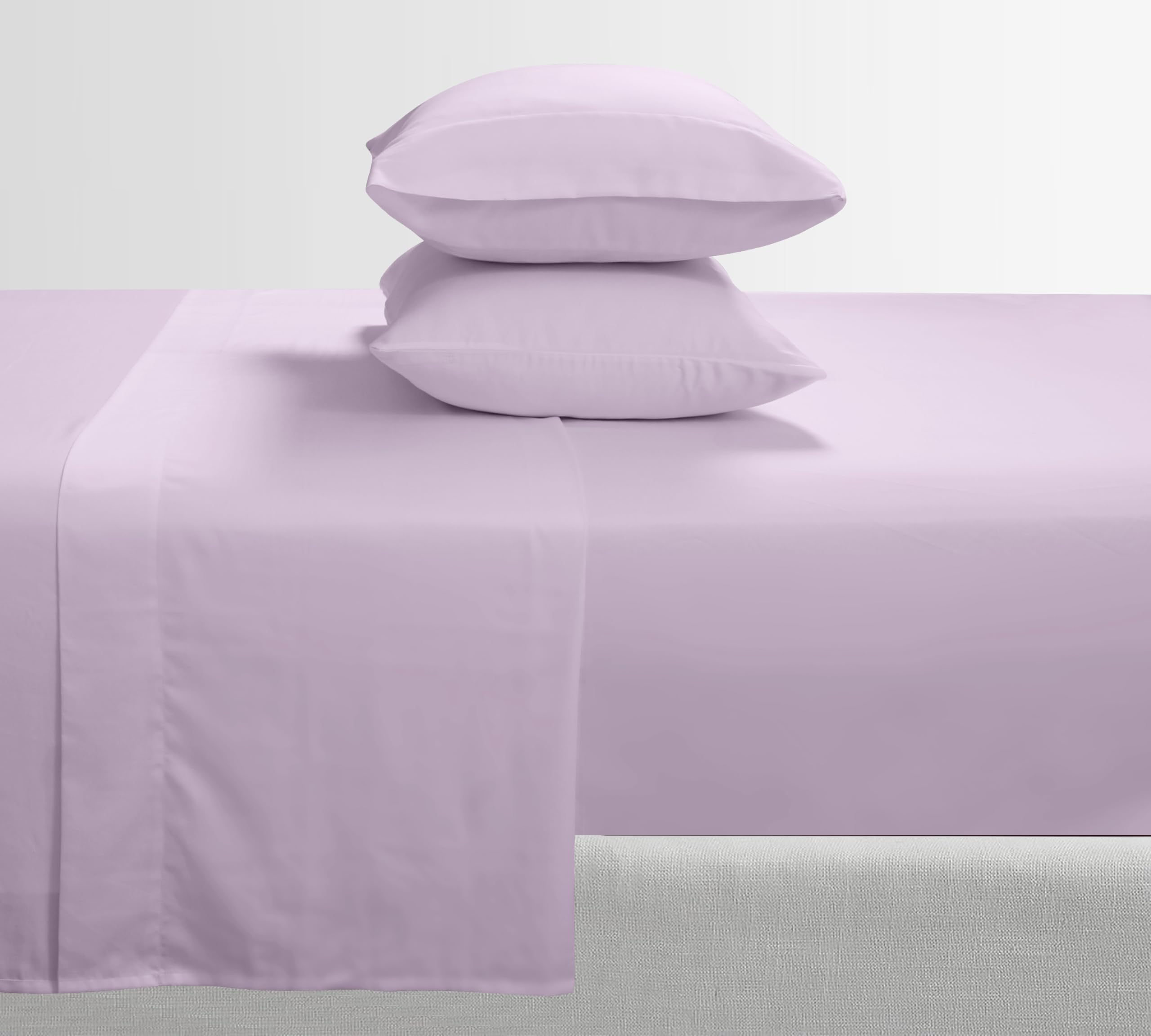 Feather & Stitch Softest 100% Cotton Sheets, 300 Thread Count Percale Weave Bedding, 16' Deep Pocket, Cooling Sheets, Breathable Bed Set, Hotel Premium Quality (King, Lavender)
