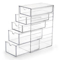 Hipiwe 5-Drawers Plastic Storage Organizer, Clear Hair Accessories Organizer with Large Capacity for Bathroom, Dresser, Cosmetic