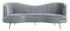 Coaster Home Furnishings Sophia Upholstered Sofa with Camel Back Grey and Gold