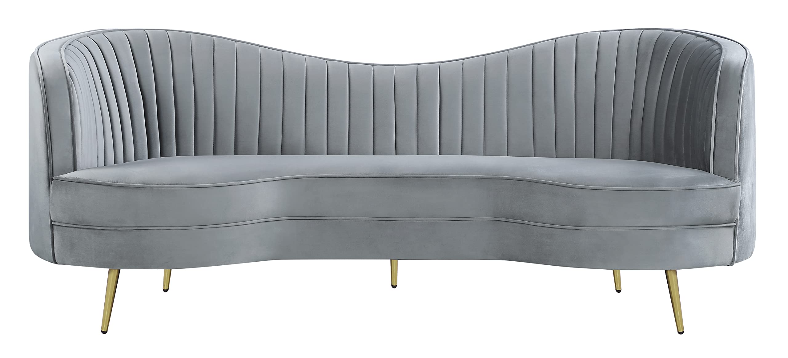 Coaster Home Furnishings Sophia Upholstered Sofa with Camel Back Grey and Gold