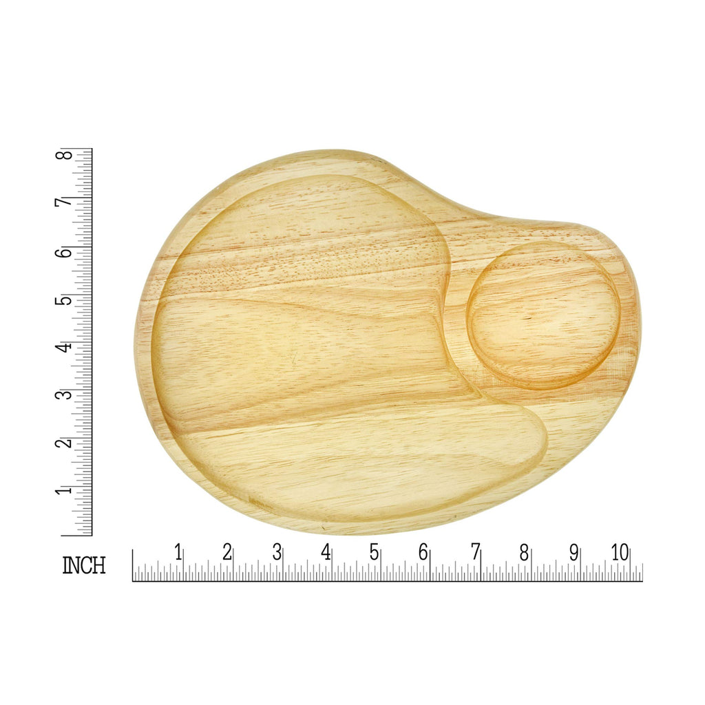 Aeravida Functional Aesthetic Two Section Native Natural Wood Beautiful Plate With Drink Holder For Home Decor
