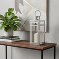 12 Clear And Silver Glass And Stainless Steel Floor Lantern Candle Holder