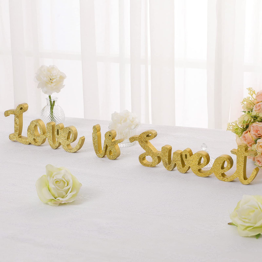 Love is Sweet Table Decor Hollow Love Sign Wooden Love is Sweet Sign for Dessert Table Freestanding Love Wood Sign Love is Sweet