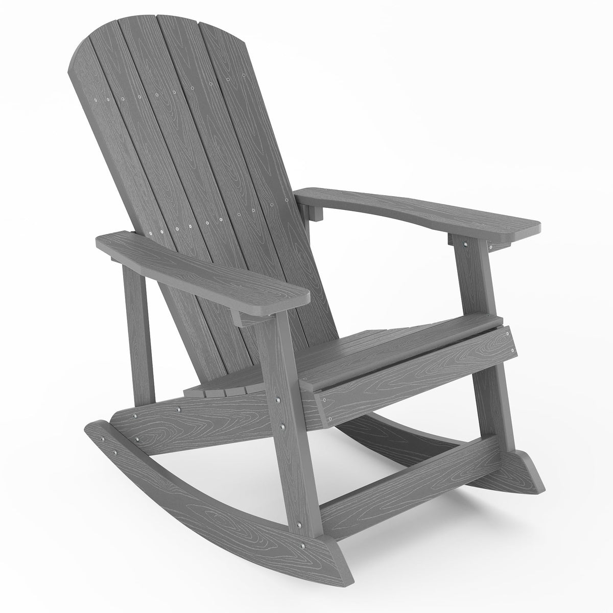 Yefu Outdoor Rocking Chair,Adirondack Rocking Chair,Patio Rocker Chair With Wide Back,Oversized Rocker Chair Look Like Real Wood, For Lawn, Porch, Backyard, Indoor And Garden(Grey)