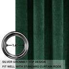 Smiletime Emerald Green 108 In Long Velvet Curtains With Grommet, Thermal Insulated Super Soft Privacy Noise Reducing Light Bloc