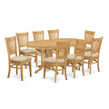 East West Furniture VANC9-OAK-C 9 Piece Kitchen Set Includes an Oval Table with Butterfly Leaf and 8 Linen Fabric Dining Room Chairs, 40x76 Inch