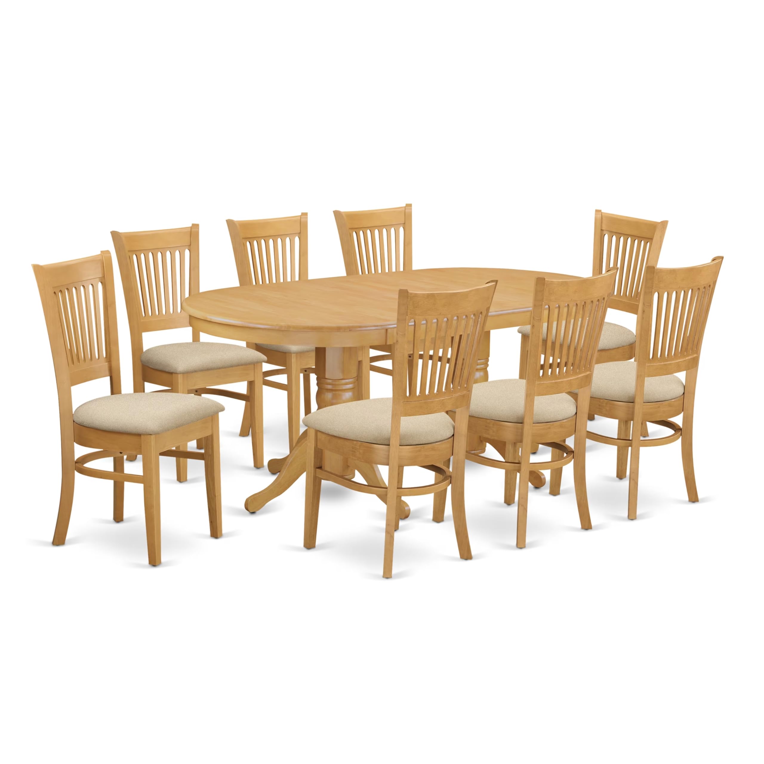 East West Furniture VANC9-OAK-C 9 Piece Kitchen Set Includes an Oval Table with Butterfly Leaf and 8 Linen Fabric Dining Room Chairs, 40x76 Inch