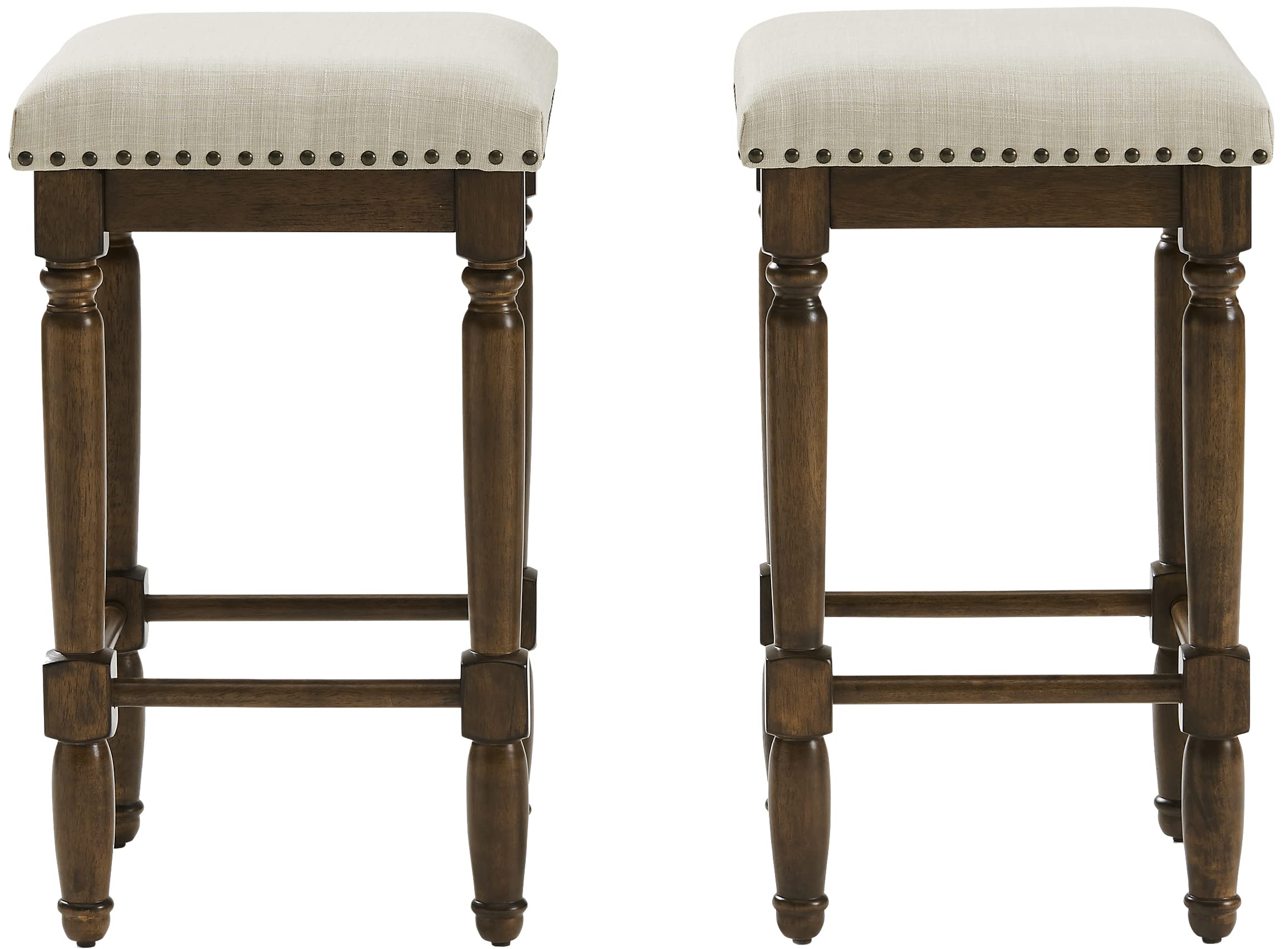 Crosley Furniture Aldrich Upholstered Square Seat Counter Stool (Set of 2), Oatmeal