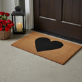 17 X 29 Brown And Black Heart Outdoor Coir Door Mat