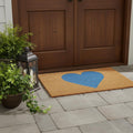 24 X 48 Brown And Blue Heart Outdoor Coir Door Mat