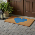 30 X 48 Brown And Blue Heart Outdoor Coir Door Mat