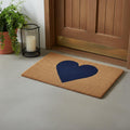 17 X 29 Brown And Dark Blue Heart Outdoor Coir Door Mat