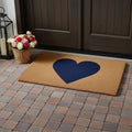 36 X 72 Dark Blue And Brown Valentines Day Heart Welcome Outdoor Coir Door Mat