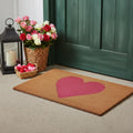 17 X 29 Brown And Pink Heart Outdoor Coir Door Mat