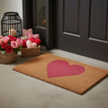24 X 36 Brown And Pink Heart Outdoor Coir Door Mat