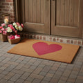 30 X 48 Brown And Pink Heart Outdoor Coir Door Mat