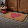 36 X 72 Brown And Pink Heart Outdoor Coir Door Mat