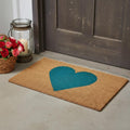 24 X 36 Brown And Turquoise Heart Outdoor Coir Door Mat