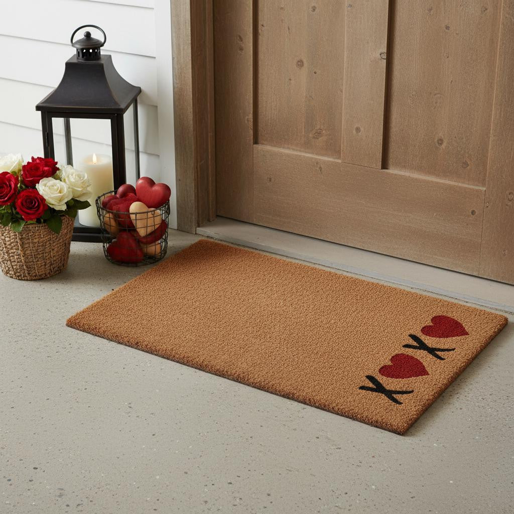 17 X 29 Brown Red And Black XOXO Outdoor Coir Door Mat