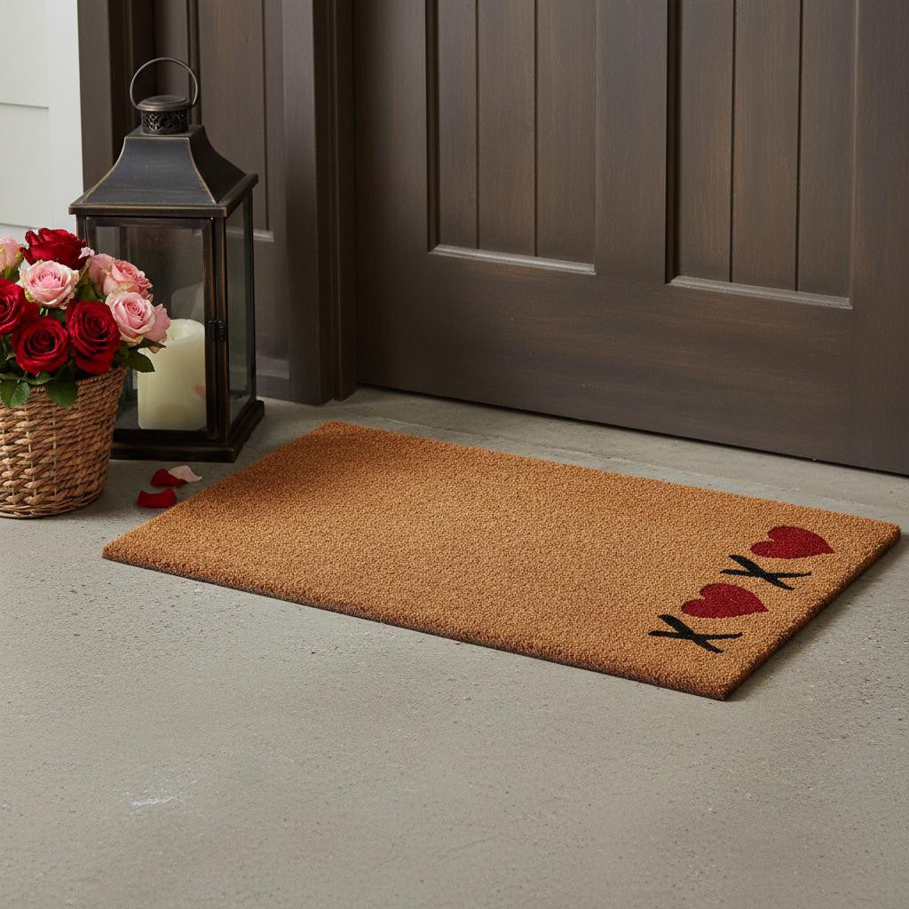 24 X 36 Brown Red And Black XOXO Outdoor Coir Door Mat