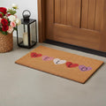 17 X 29 Brown Pink Purple Hearts Hello Outdoor Coir Door Mat