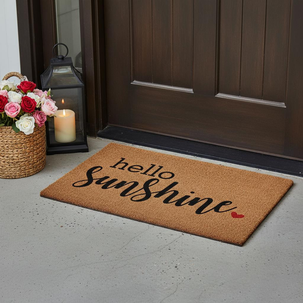 17 X 29 Brown And Black Hello Sunshine Outdoor Coir Door Mat