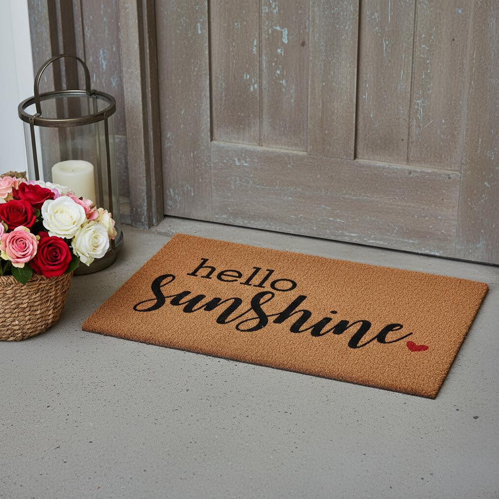 24 X 36 Brown And Black Hello Sunshine Outdoor Coir Door Mat
