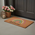 17 X 29 Brown And Pink Rainbow Welcome Outdoor Coir Door Mat