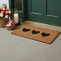 17 X 29 Brown And Black Three Hearts Outdoor Coir Door Mat