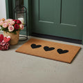 24 X 36 Brown And Black Three Hearts Outdoor Coir Door Mat