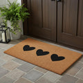 24 X 48 Brown And Black Three Hearts Outdoor Coir Door Mat