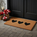 30 X 48 Brown And Black Three Hearts Outdoor Coir Door Mat