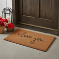 17 X 29 Brown Red And Black Love You Outdoor Coir Door Mat