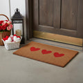 12 X 24 Brown And Red Three Hearts Outdoor Coir Door Mat
