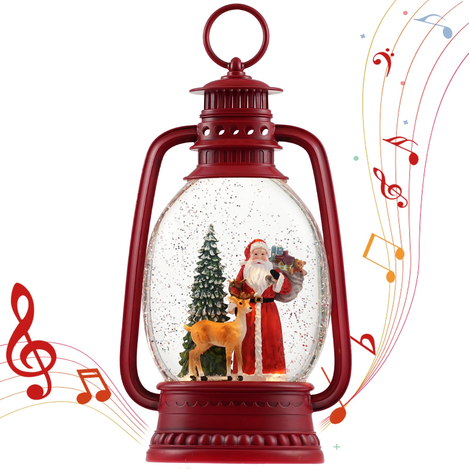 12.6 Inch Large Cardinal Snow Globe, Lighted Christmas Snow Globes with Cardinal, Snow Globe Christmas with Timer, Musical Glitt