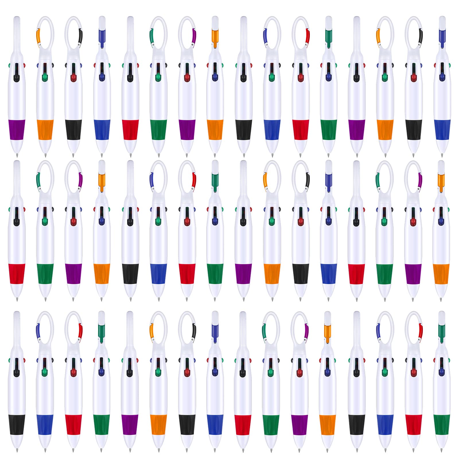 Yinder Retractable Shuttle Pens with Buckle Clip 4 in 1 Multicolored Ink Nurse Ballpoint Pens with Keychain for Office Supplies 