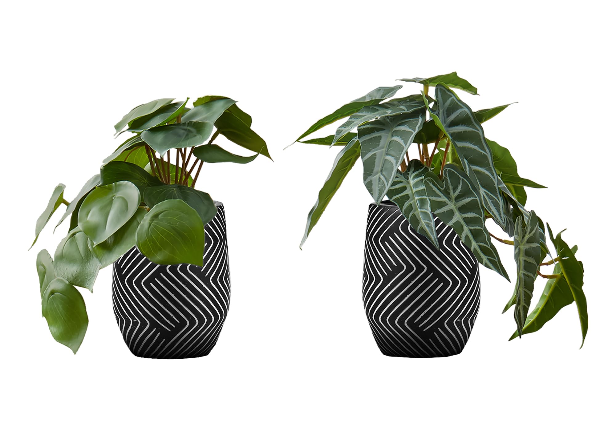 Monarch Specialties I 9559 Artificial Plant, 8' Tall, Alocasia, Set of 2, Decorative, Green Leaves