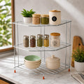 3Tier Corner Kitchen Shelf Rack, Chrome Wire Countertop Organiser