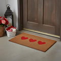 24 X 36 Brown And Red Three Hearts Outdoor Coir Door Mat