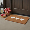 12 X 24 Brown And White Three Hearts Outdoor Coir Door Mat