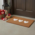 17 X 29 Brown And White Three Hearts Outdoor Coir Door Mat