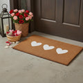 24 X 36 Brown And White Three Hearts Outdoor Coir Door Mat