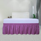 Purefit Wrap Around Ruffled Bed Skirt With Adjustable Elastic Belt - 14 Inch Drop Easy To Put On, Wrinkle Free Bedskirt Dust Ruffles, Bed Frame Cover For Twin,Twin Xl And Full Size Beds, Purple
