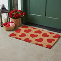 17 X 29 Brown And Red Hearts Outdoor Coir Door Mat