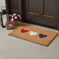24 X 36 Brown Red White And Blue Three Hearts Outdoor Coir Door Mat