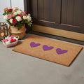 17 X 29 Brown And Pink Three Hearts Outdoor Coir Door Mat