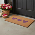 24 X 36 Brown And Pink Three Hearts Outdoor Coir Door Mat