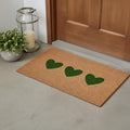 17 X 29 Brown And Green Three Hearts Outdoor Coir Door Mat